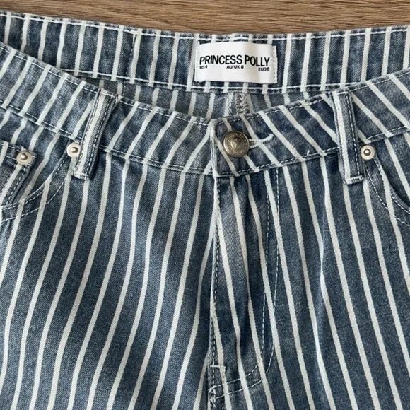 Princess Polly Blue & White Striped Wide Leg Pants - Picture 4 of 8